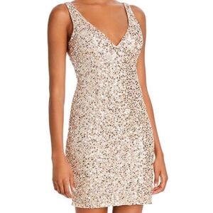 Mac Duggal Sequin
Fabric V-Neckline Mini dress